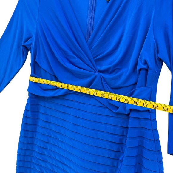 Adrianna Papell Banded Cocktail Dress Cool Cobalt Blue 3/4 Sleeve Sheath Sz 16W - Picture 14 of 14
